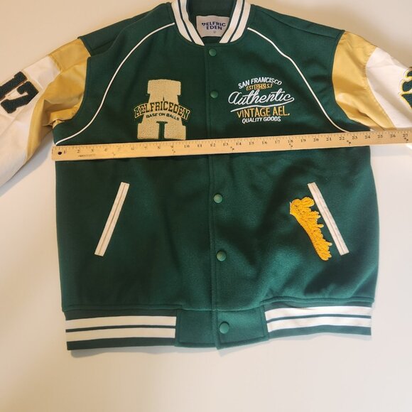 Elfric Eden Varsity Jacket Baseball Vintage Design Hip Hop Mens Small‎ NEW NWOT - Picture 15 of 16